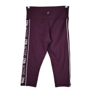 Zyia Active Legging 6-8 Women Light N Tight High‎ Rise Crop Tuxedo Spellout 16"